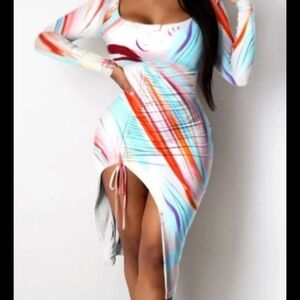 Colorful Abstract Long Sleeve Dress